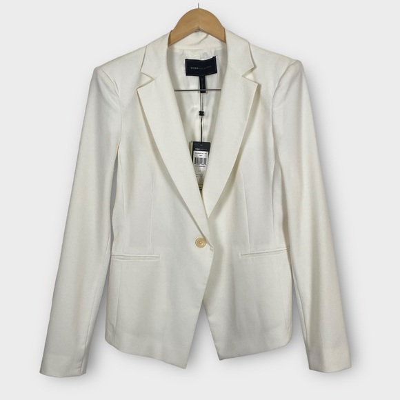 NWT BCBGMaxAzria Fay Single Button Tuxedo Style Jacket Gardenia Off White Large - Picture 1 of 9
